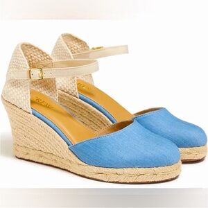 J. Crew Ankle Strap Espadrille Wedges in Chambray - Size 8 - HOST PICK X 2